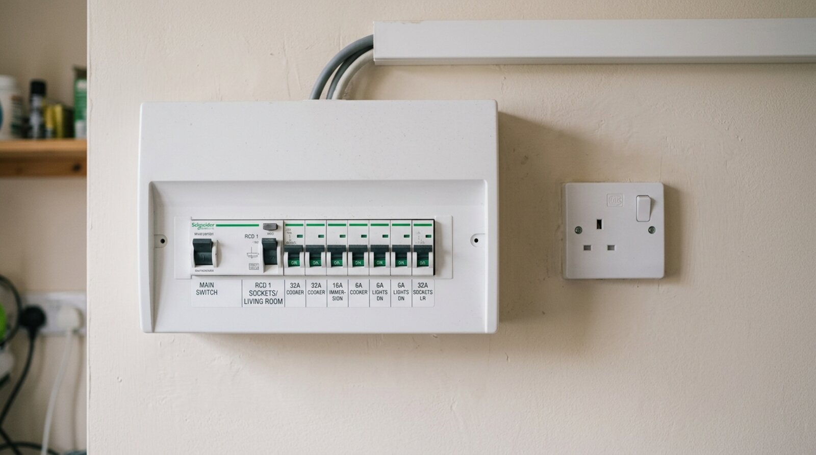 UK consumer unit and a standard 13 amp socket relevant to sauna wiring